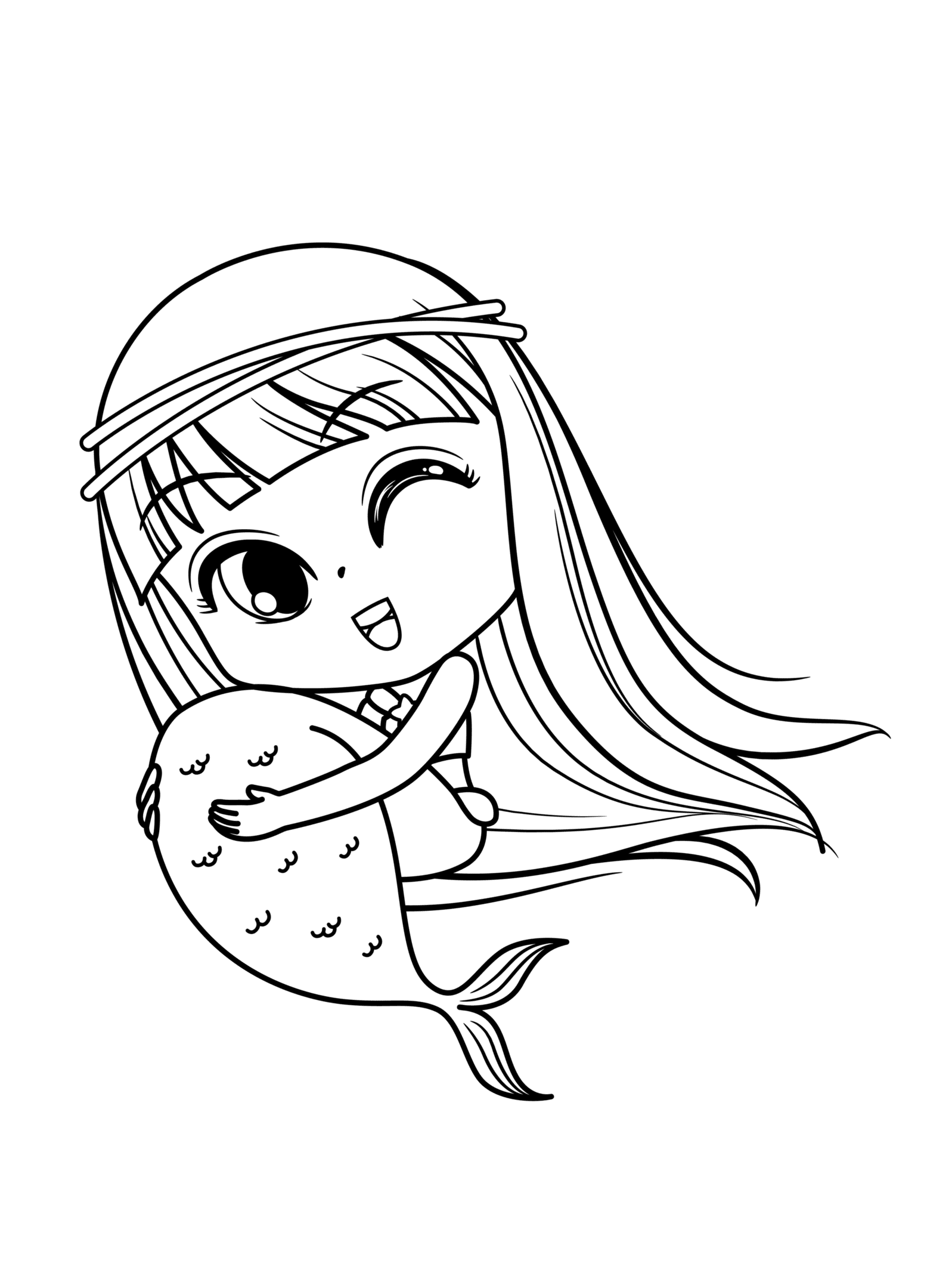Malbild - Kleine Meerjungfrau: guckt süß und lieb